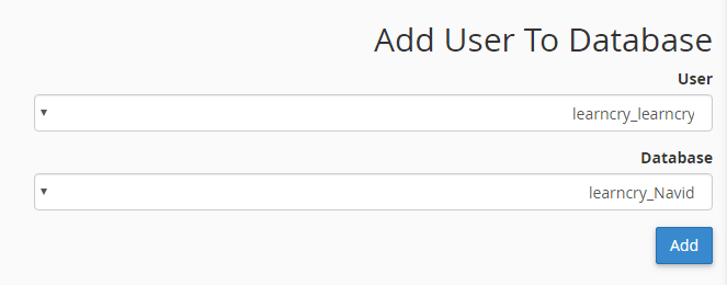 اتصال کاربر به دیتابیس برای نصب وردپرس روی cpanel