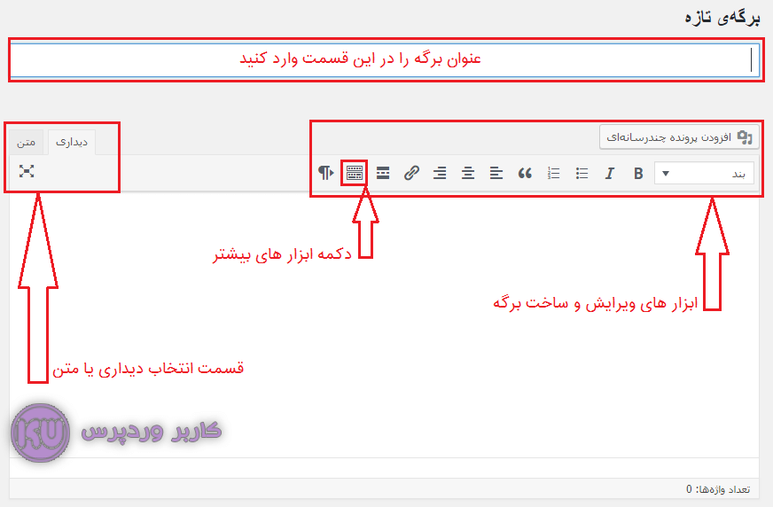 آموزش ساخت برگه جدید در وردپرس