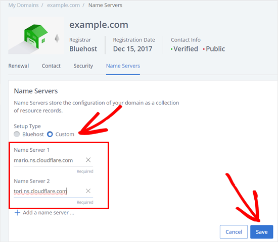 نام گذاری DNS Cllouflare را در CPanel Web Hosting خود اضافه کنید