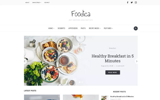 بهترین قالب رایگان وردپرس Foodica