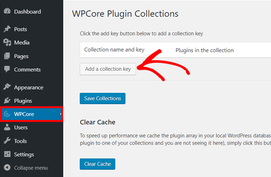 کلید گروه افزونههای خود را در افزونه WPCore Plugin Manager اضافه کنید