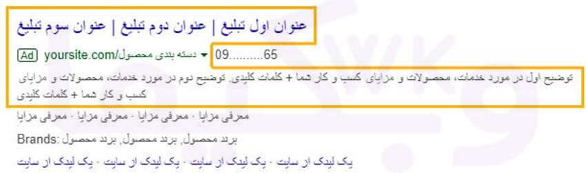 بخش اصلی متن تبلیغ در گوگل ادوردز