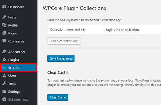 تنظیمات افزونه WPCore Plugin Manager برای نصب افزونههای وردپرس بهصورت یکجا