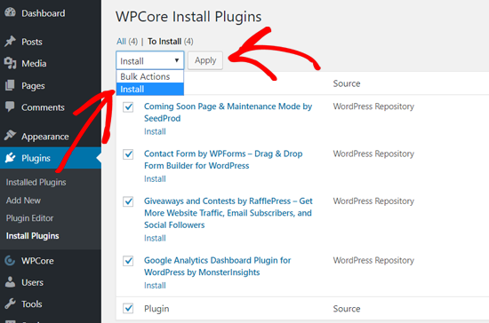افزونه های وردپرس را به صورت گروهی با WPCore نصب کنید