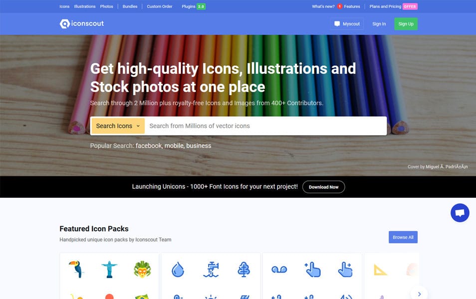 سایت Iconscout یک سایت عالی برای دانلود انواع آیکون های زیبا و تصویر مختلف SVG است