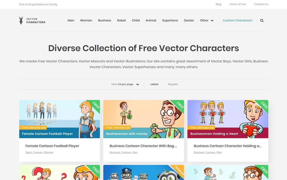 سایت Vector Characters یک منبع فوق العاده برای دانلود انواع وکتور