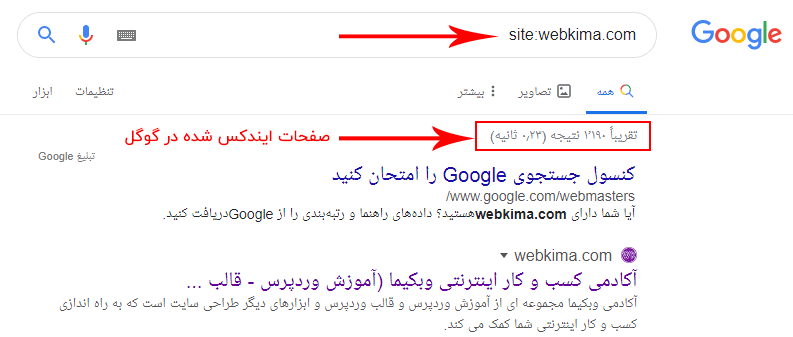 دیدن تعداد صفحات ایندکس شده در گوگل برای تحلیل رقبا