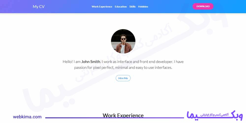 قالب Free CV Template with Bootstrap