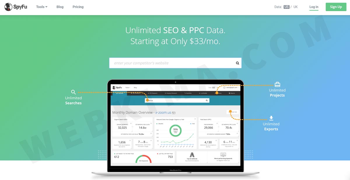 ابزار spyfu برای تحلیل رقبا