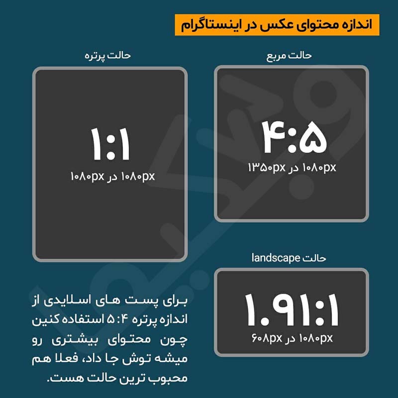 اندازه محتوای عکس در اینستاگرام
