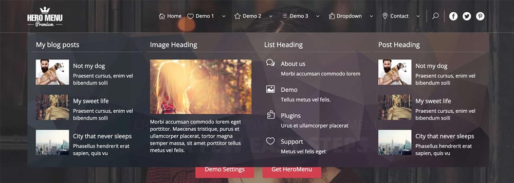 افزونه مگامنو Hero Menu