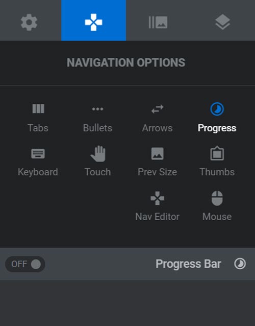 تصویری از تنظیمات Navigation Options در روولوشن اسلایدر