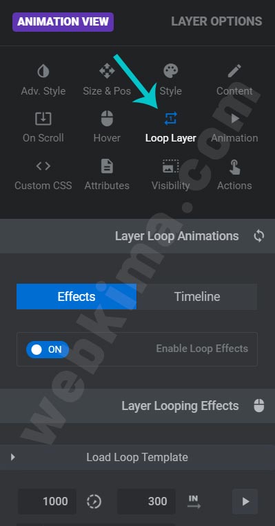 بخش Loop Layer در اسلایدر روولوشن