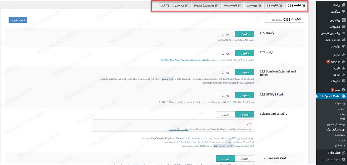 بهینه ساز برگه در افزونه Litespeed