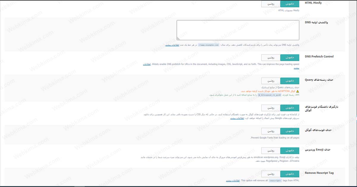 بررسی تنظیمات مهم دیگر در آموزش افزونه LiteSpeed Cache