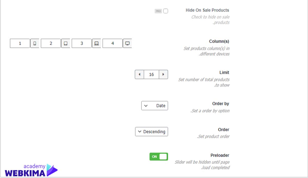 آموزش تنظیمات پیشرفته در افزونه Product Slider for WooCommerce