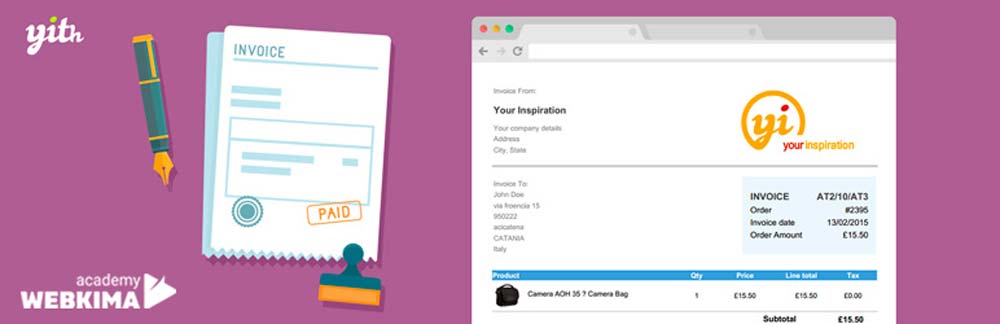 صدور فاکتور در ووکامرس با افزونه WooCommerce PDF Invoices