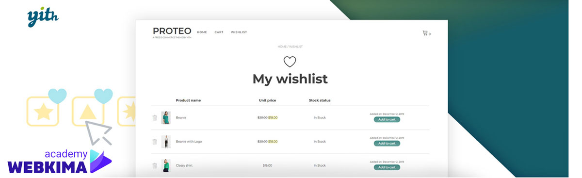 بهترین افزونه های ووکامرس - افزونه YITH WooCommerce Wishlist 