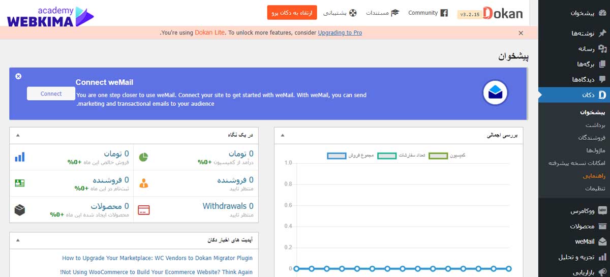 پنل مدیریت افزونه دکان