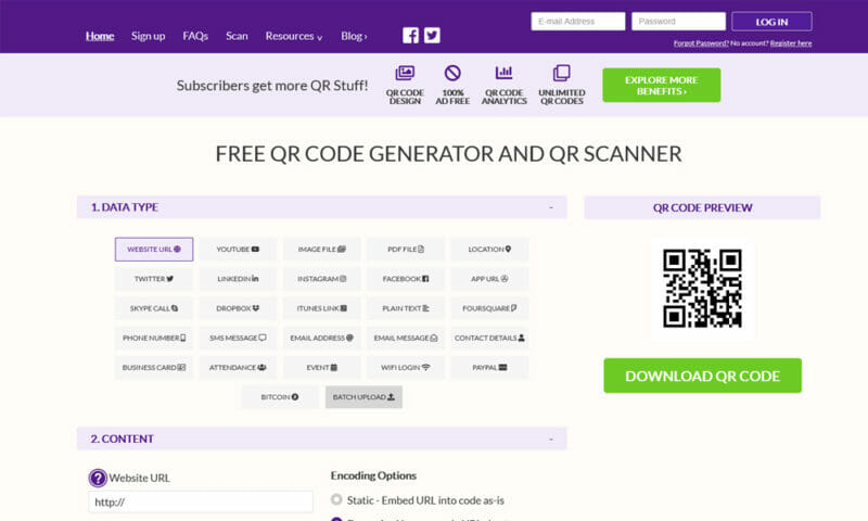 QRStuff سایت  qr code رایگان