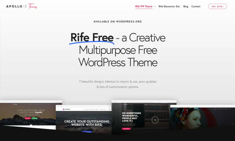قالب Rife Free قالبی سازگار با صفحه ساز المنتور
