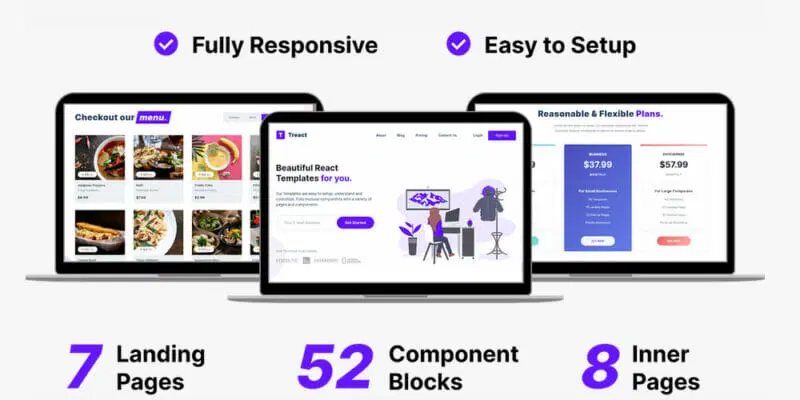 Treact – المان‌های مدرن لندینگ پیچ React