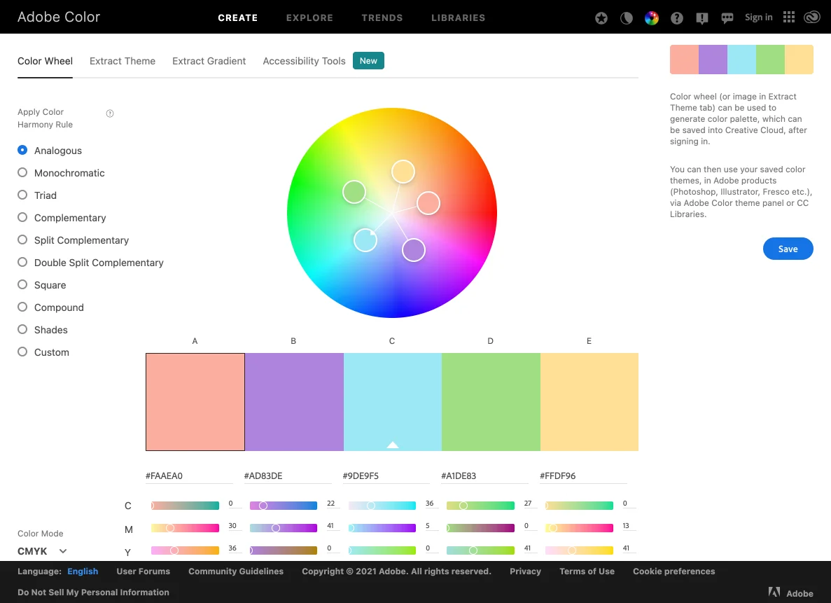 بهترین پالت رنگ - Adobe Color