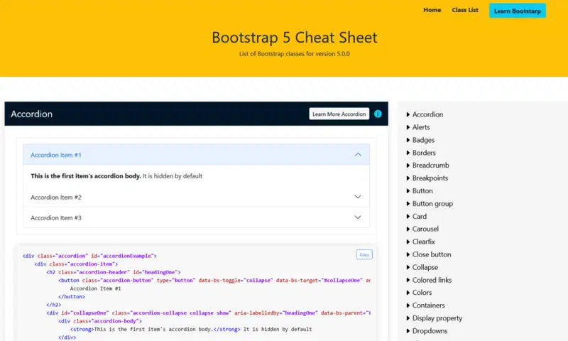 چیت شیت بوت استرپ BootstrapCheat