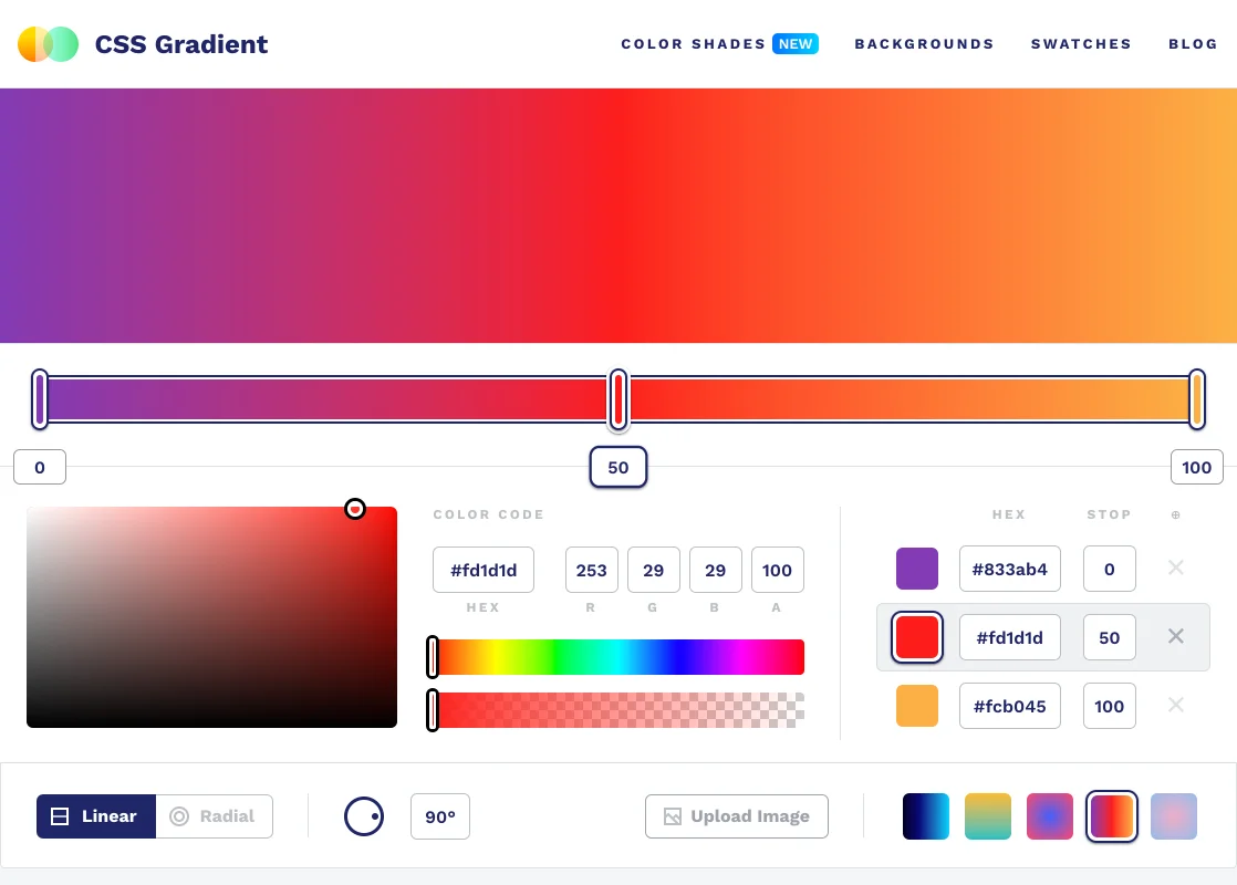 گرادیانت ساز CSS Gradient