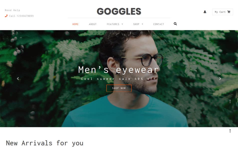 Goggles – قالب HTML وب سایت عینک