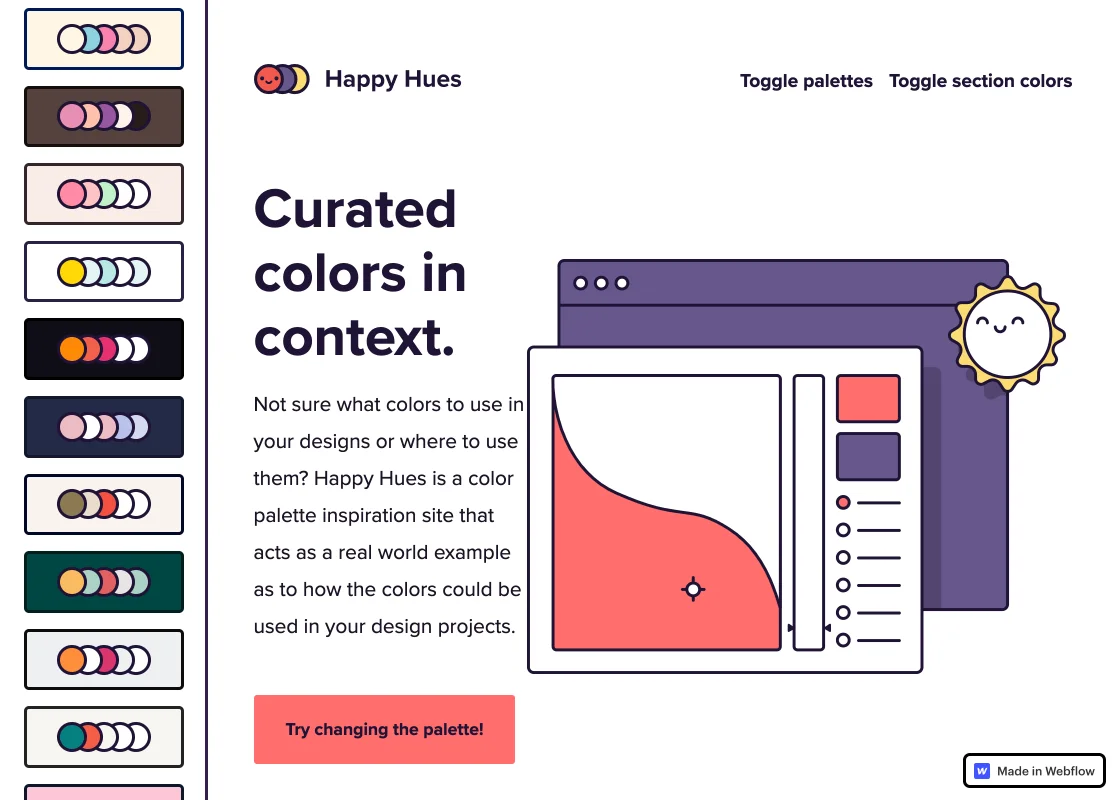 ابزار تست رنگ Happy Hues