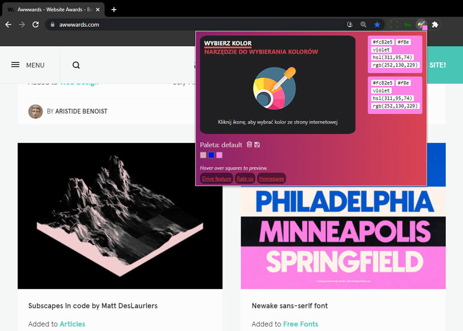 افزونه کروم Hex Color Picker