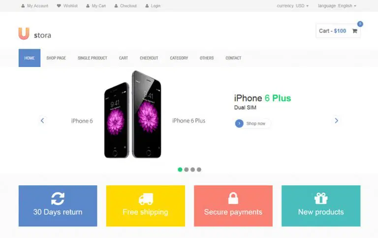 Ustora - پوسته html فروش آنلاین