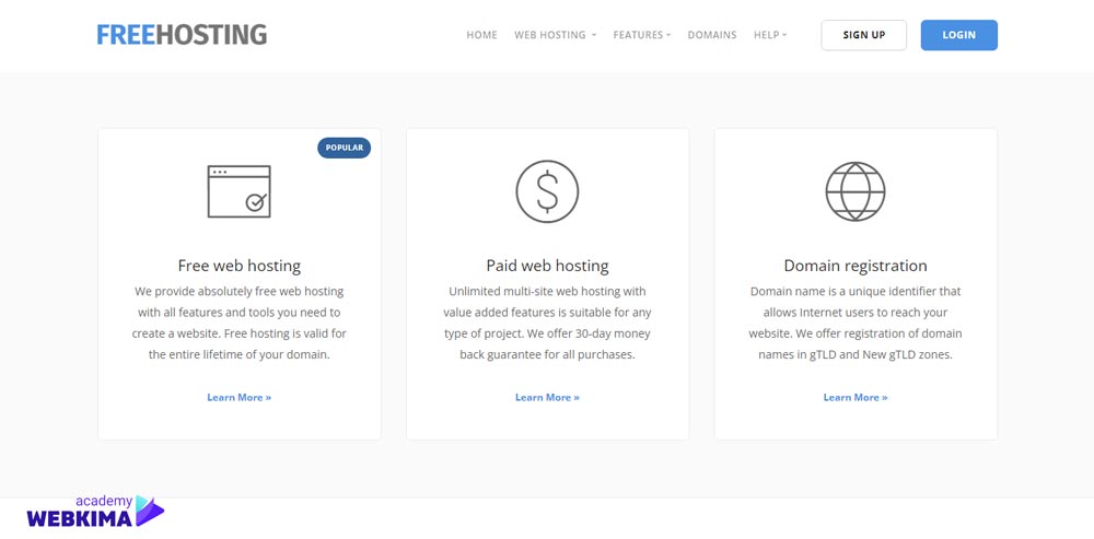 دریافت هاست رایگان از سایت  Free Hosting 