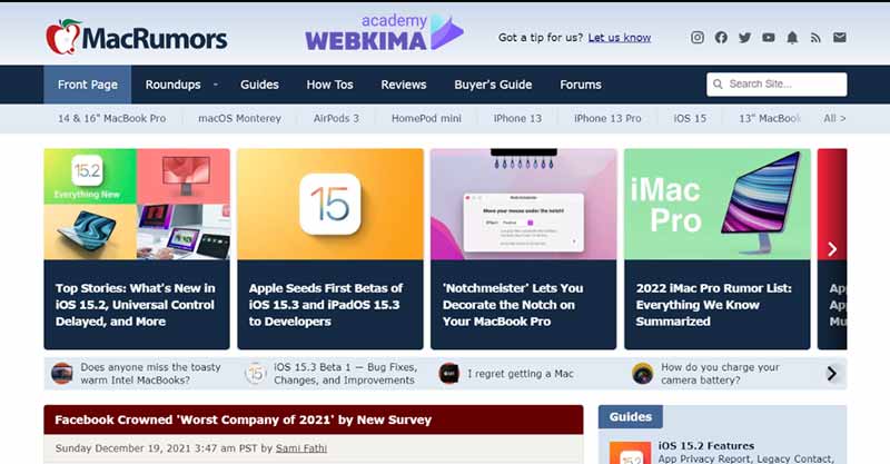 بهترین سایت های تکنولوژی جهان - Macrumors.com