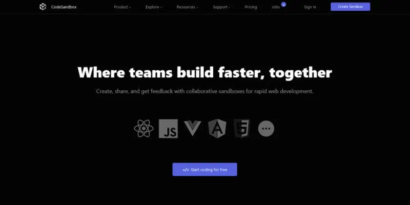 بهترین ویرایشگر آنلاین کد - CodeSandbox