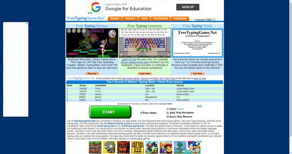 سایت FreeTypingGame.net