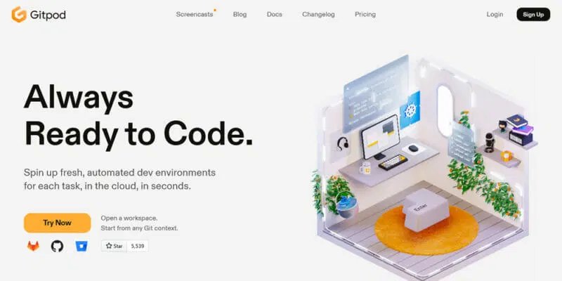 Gitpod یک ابزار آنلاین مدیریت کدها