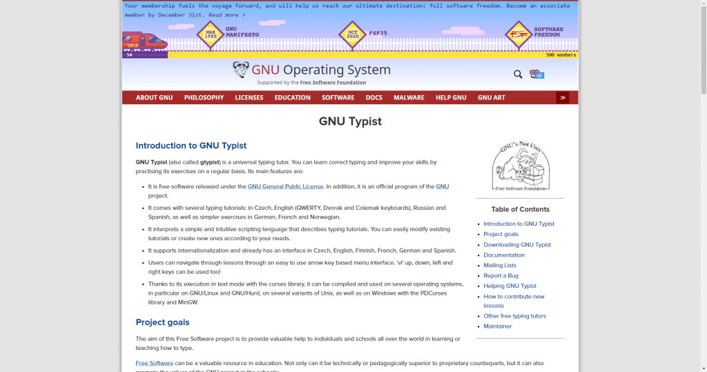 سایت افزایش سرعت تایپ GNU Typist
