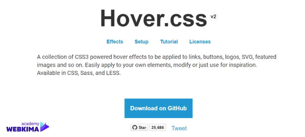 کتابخانه انیمیشن Hover.css