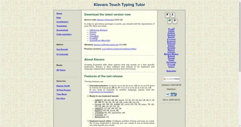 آموزش تایپ Klavaro Touch