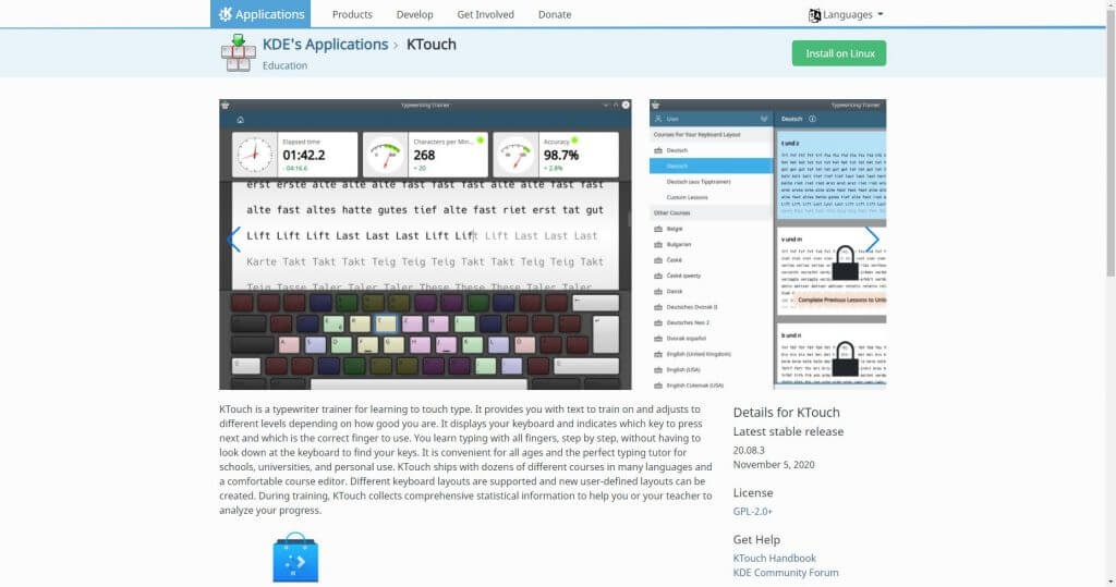 ابزار KTouch Typing Tutor