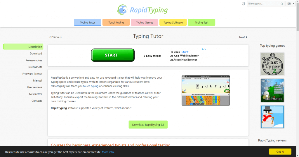 سایت تایپ Rapid Typing