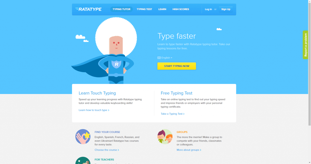 سایت افزایش سرعت تایپ Ratatype