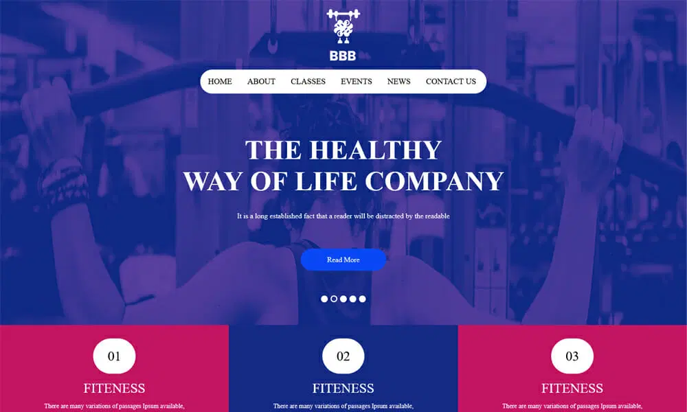 قالب رایگان BBB – Fitness HTML Template