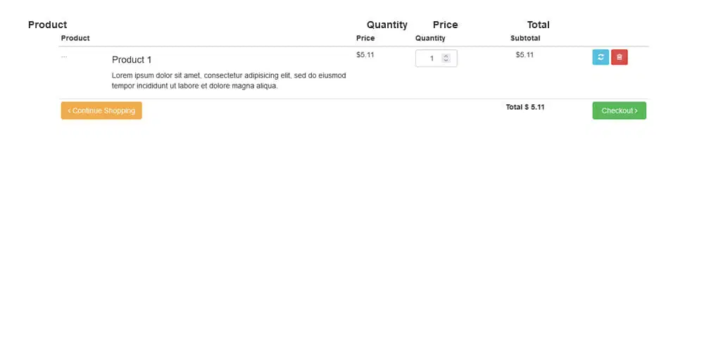 Bootstrap Shopping Cart View