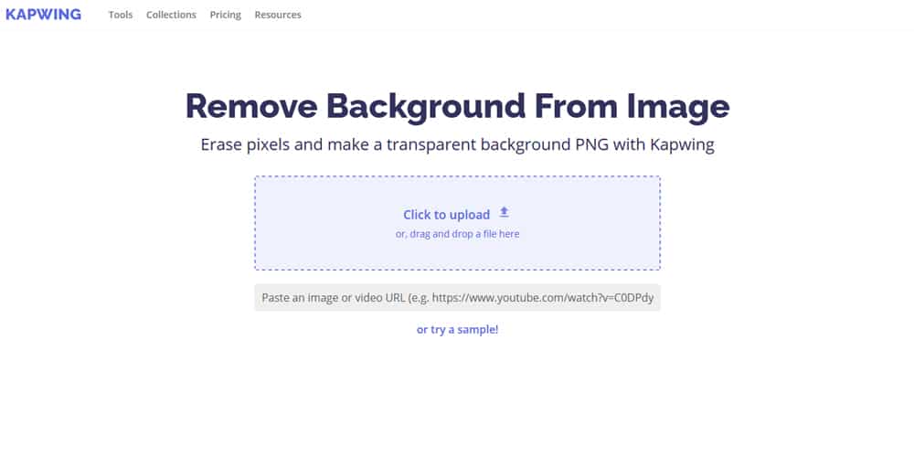 ابزار حذف پسزمینه Kapwing