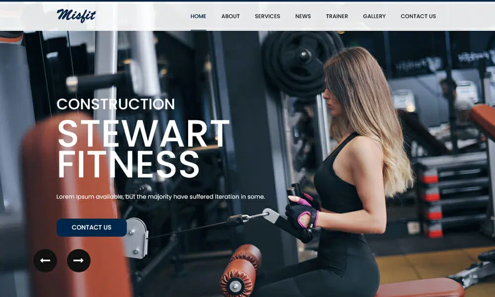 قالب رایگان Misfit – Fitness HTML Template
