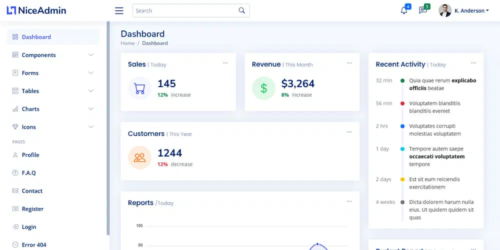 قالب بوت استرپ Nice Admin