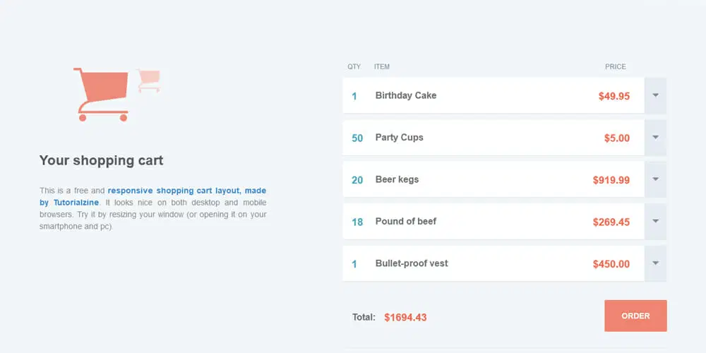 Responsive Shopping Cart Template